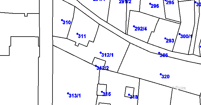 Parcela st. 312/1 v KÚ Šluknov, Katastrální mapa