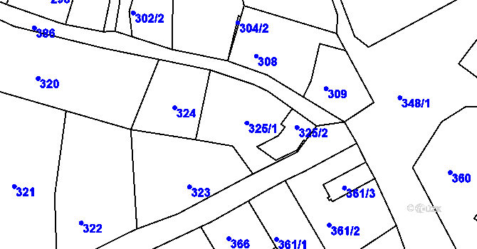 Parcela st. 325 v KÚ Šluknov, Katastrální mapa