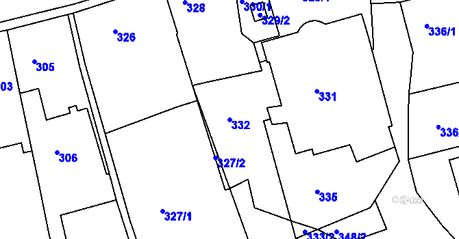 Parcela st. 332 v KÚ Šluknov, Katastrální mapa