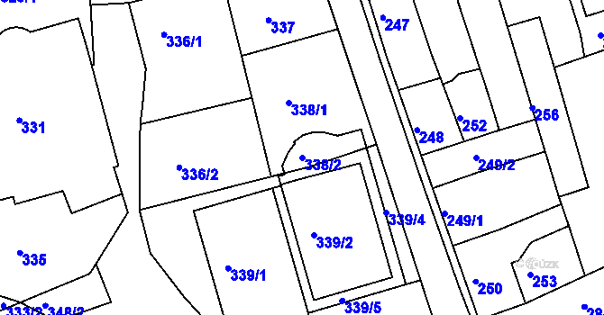 Parcela st. 338/2 v KÚ Šluknov, Katastrální mapa