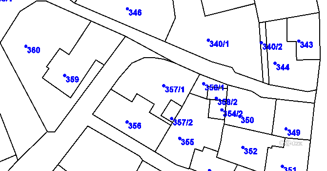 Parcela st. 357/1 v KÚ Šluknov, Katastrální mapa