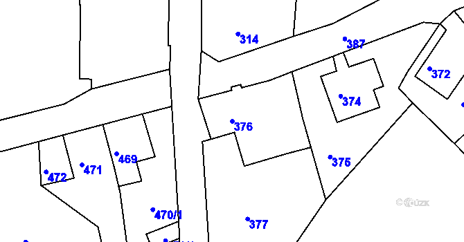 Parcela st. 376 v KÚ Šluknov, Katastrální mapa