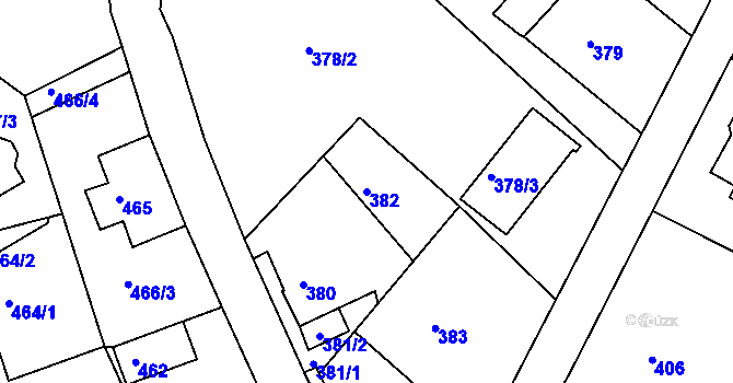 Parcela st. 382 v KÚ Šluknov, Katastrální mapa