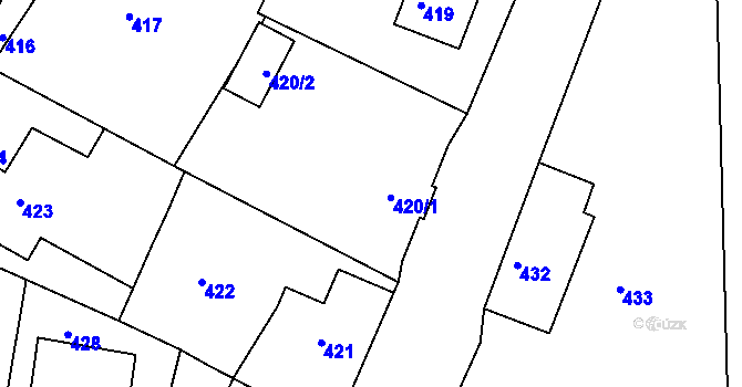 Parcela st. 420 v KÚ Šluknov, Katastrální mapa