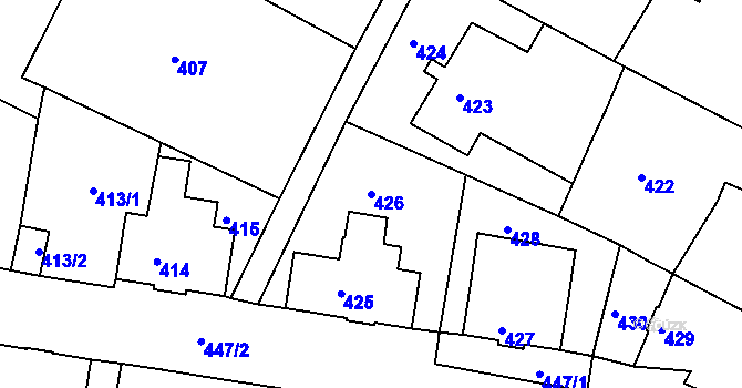 Parcela st. 426 v KÚ Šluknov, Katastrální mapa
