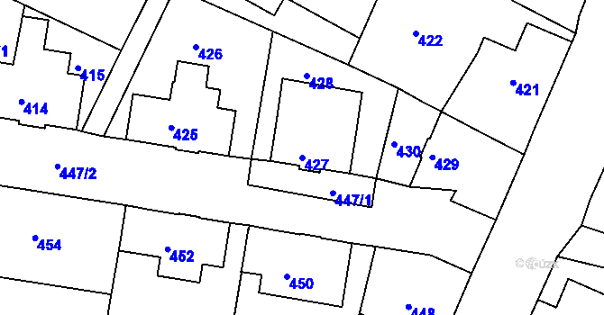 Parcela st. 427 v KÚ Šluknov, Katastrální mapa