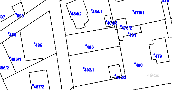 Parcela st. 483 v KÚ Šluknov, Katastrální mapa
