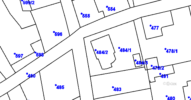 Parcela st. 484/2 v KÚ Šluknov, Katastrální mapa