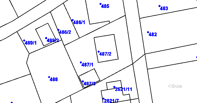 Parcela st. 487/2 v KÚ Šluknov, Katastrální mapa