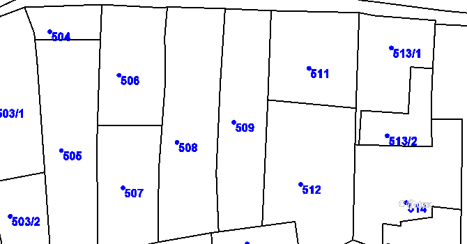 Parcela st. 509 v KÚ Šluknov, Katastrální mapa