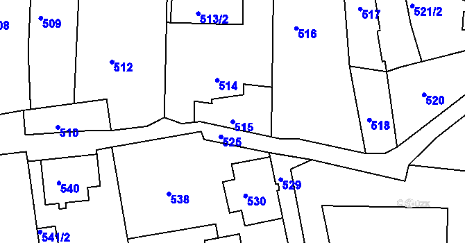 Parcela st. 515 v KÚ Šluknov, Katastrální mapa