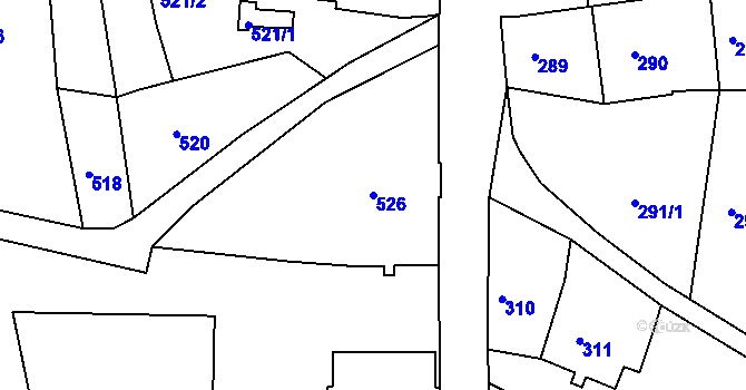 Parcela st. 526 v KÚ Šluknov, Katastrální mapa