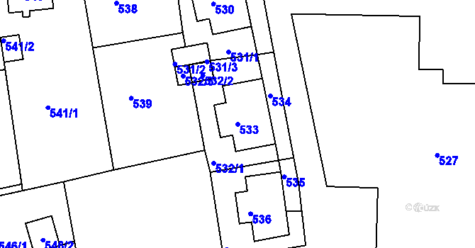 Parcela st. 533 v KÚ Šluknov, Katastrální mapa