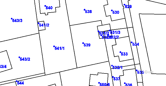 Parcela st. 539 v KÚ Šluknov, Katastrální mapa