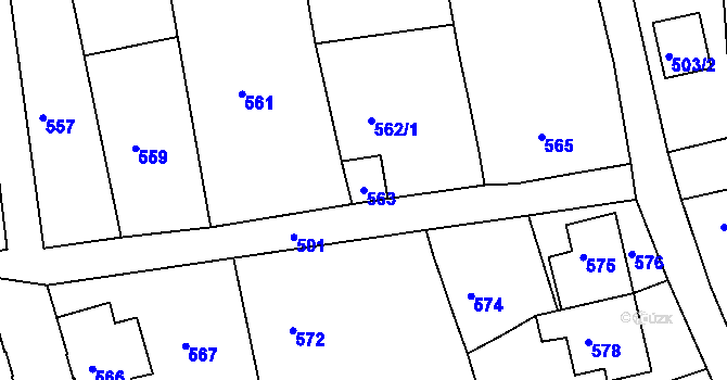 Parcela st. 563 v KÚ Šluknov, Katastrální mapa