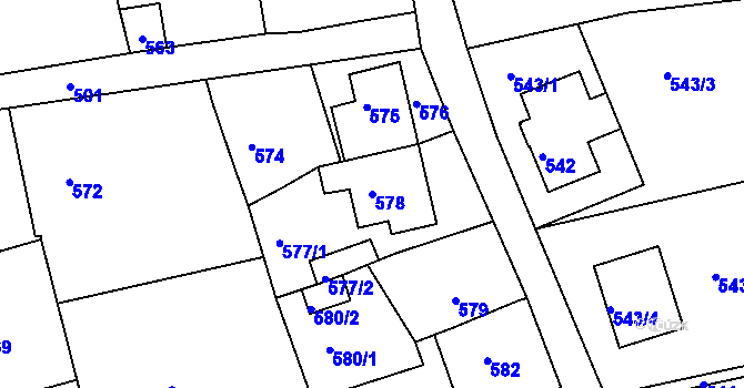 Parcela st. 578 v KÚ Šluknov, Katastrální mapa