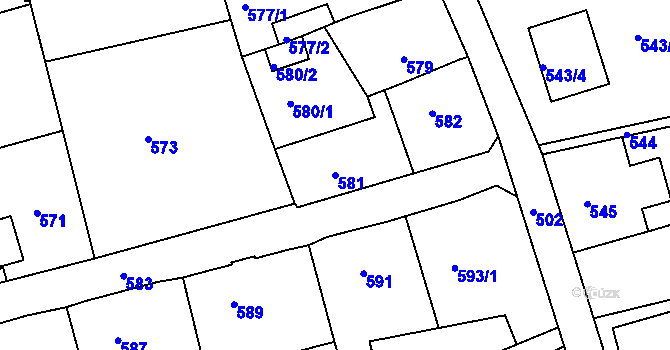 Parcela st. 581 v KÚ Šluknov, Katastrální mapa