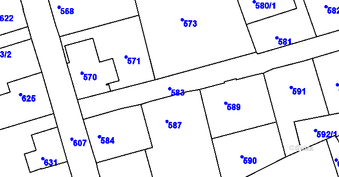 Parcela st. 583 v KÚ Šluknov, Katastrální mapa