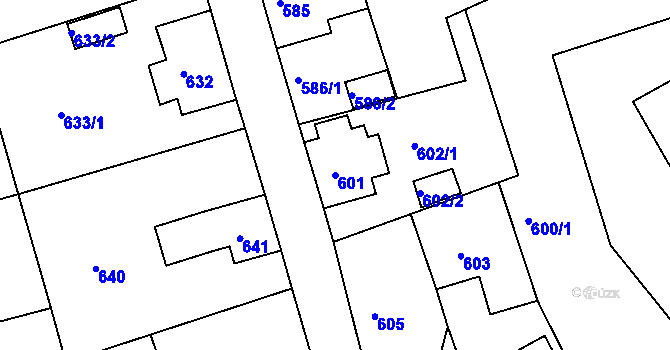 Parcela st. 601 v KÚ Šluknov, Katastrální mapa