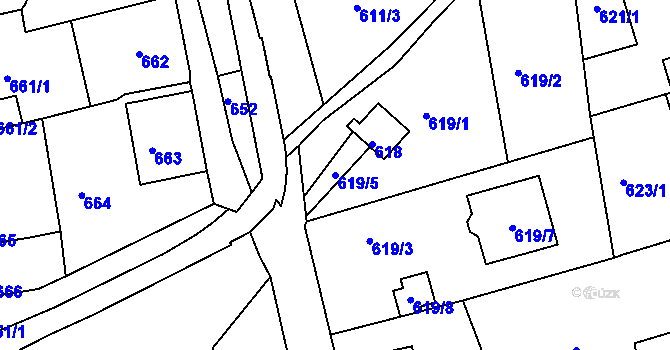 Parcela st. 619/5 v KÚ Šluknov, Katastrální mapa