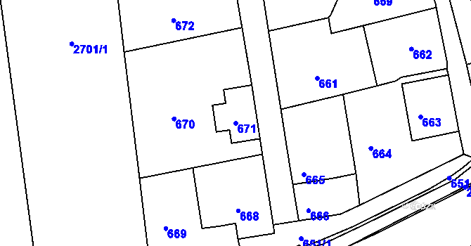 Parcela st. 671 v KÚ Šluknov, Katastrální mapa