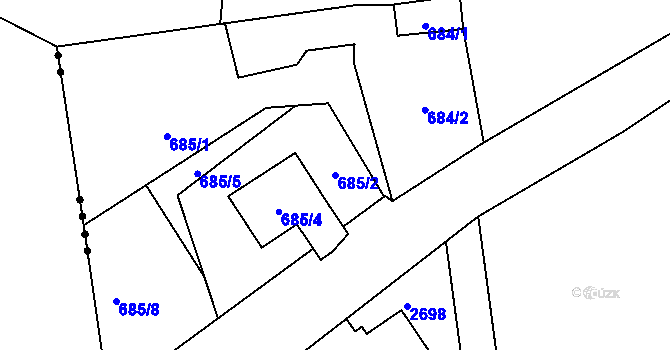 Parcela st. 685/2 v KÚ Šluknov, Katastrální mapa