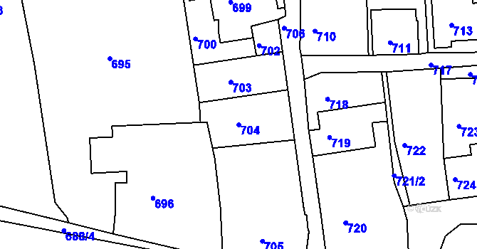 Parcela st. 704 v KÚ Šluknov, Katastrální mapa