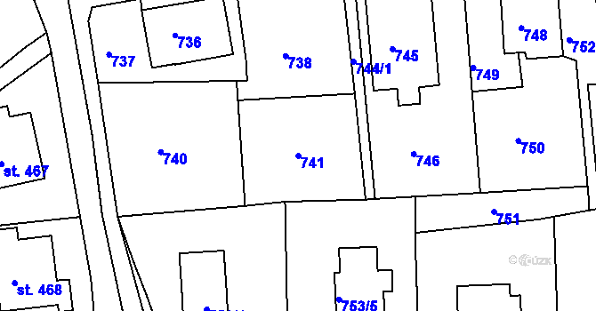 Parcela st. 741 v KÚ Šluknov, Katastrální mapa