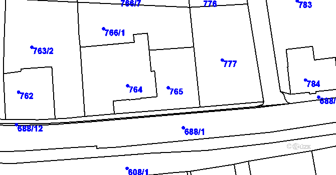 Parcela st. 765 v KÚ Šluknov, Katastrální mapa