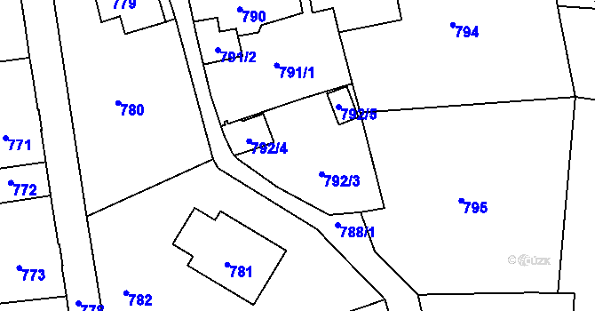 Parcela st. 792 v KÚ Šluknov, Katastrální mapa