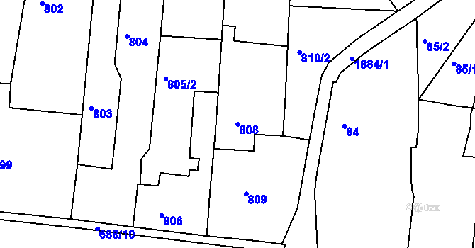 Parcela st. 808 v KÚ Šluknov, Katastrální mapa