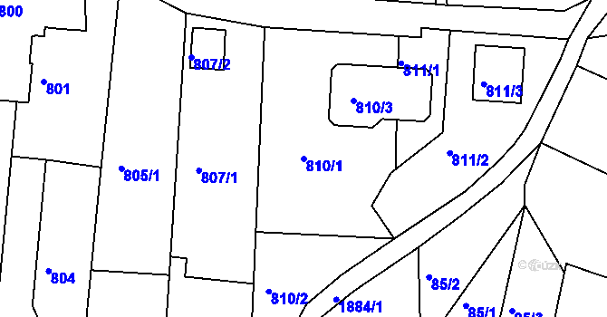 Parcela st. 810/1 v KÚ Šluknov, Katastrální mapa