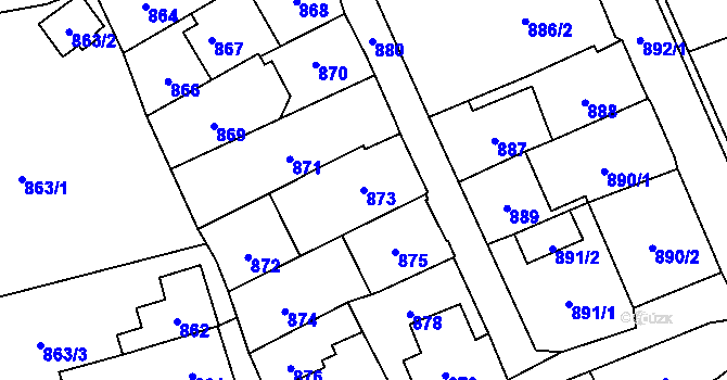 Parcela st. 873 v KÚ Šluknov, Katastrální mapa