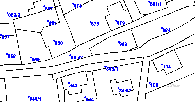 Parcela st. 881 v KÚ Šluknov, Katastrální mapa