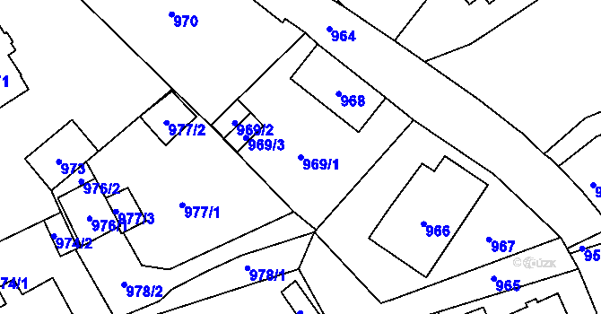 Parcela st. 969/1 v KÚ Šluknov, Katastrální mapa