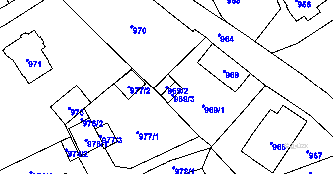 Parcela st. 969/2 v KÚ Šluknov, Katastrální mapa