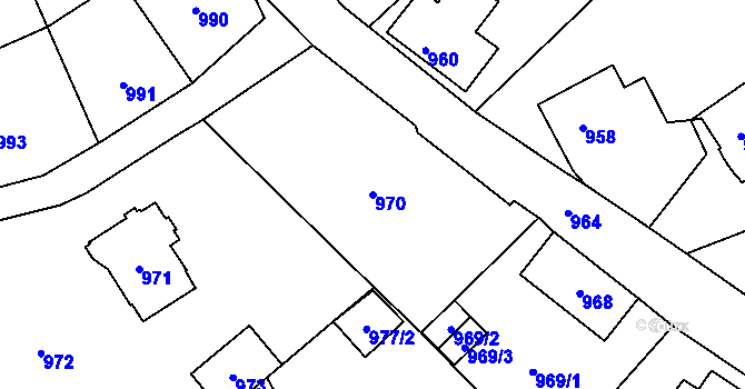 Parcela st. 970 v KÚ Šluknov, Katastrální mapa