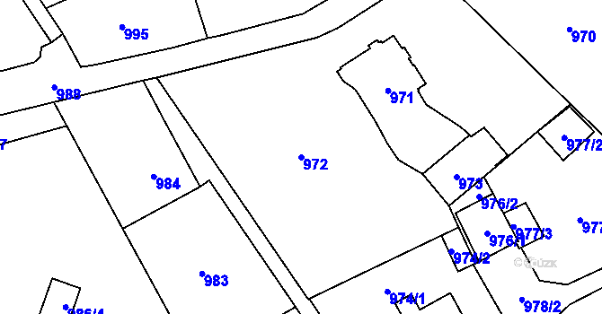 Parcela st. 972 v KÚ Šluknov, Katastrální mapa