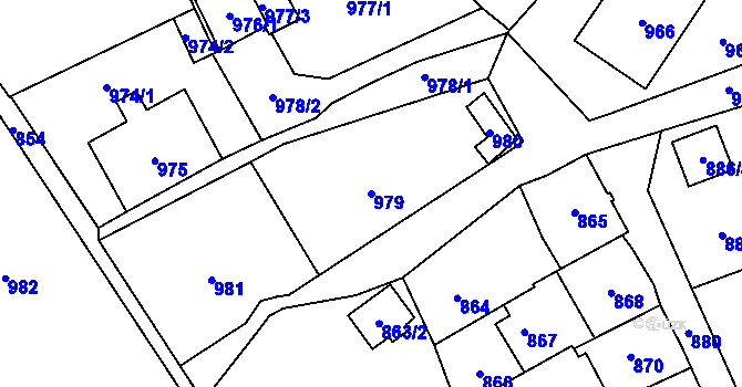 Parcela st. 979 v KÚ Šluknov, Katastrální mapa