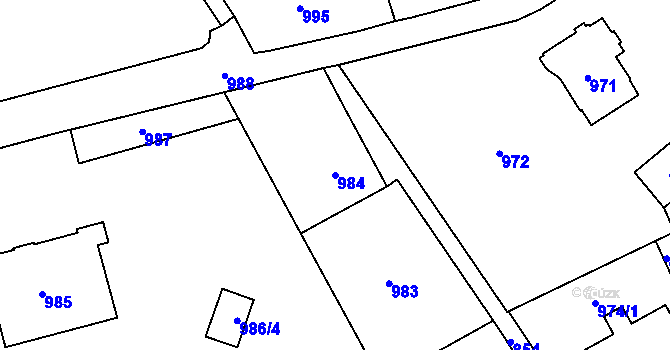 Parcela st. 984 v KÚ Šluknov, Katastrální mapa