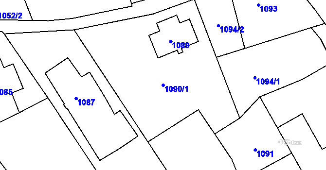 Parcela st. 1090/1 v KÚ Šluknov, Katastrální mapa