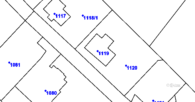 Parcela st. 1119 v KÚ Šluknov, Katastrální mapa