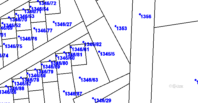 Parcela st. 1345/5 v KÚ Šluknov, Katastrální mapa
