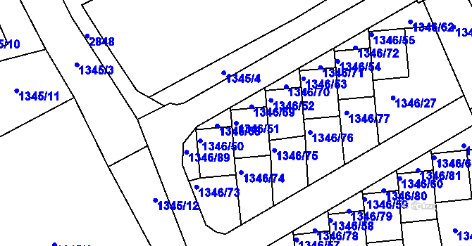 Parcela st. 1346/51 v KÚ Šluknov, Katastrální mapa