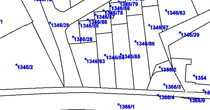Parcela st. 1346/84 v KÚ Šluknov, Katastrální mapa