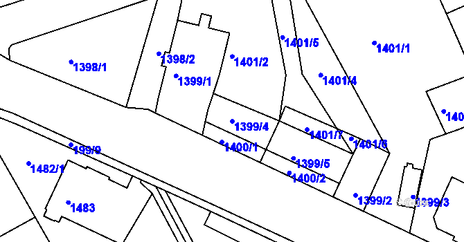 Parcela st. 1399/4 v KÚ Šluknov, Katastrální mapa
