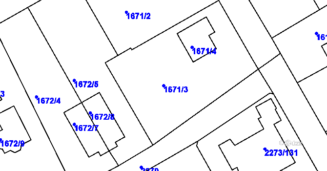 Parcela st. 1671/3 v KÚ Šluknov, Katastrální mapa