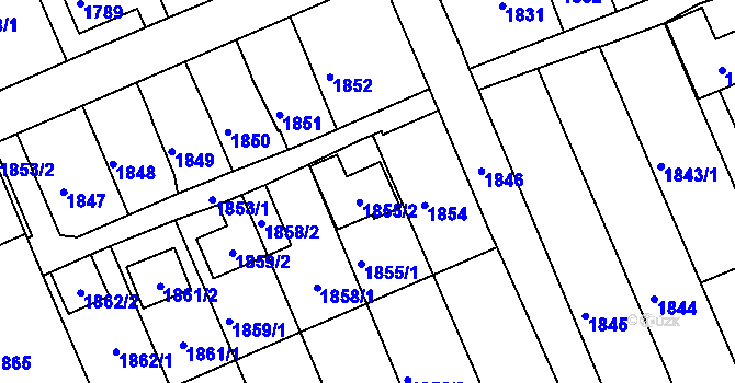 Parcela st. 1855/2 v KÚ Šluknov, Katastrální mapa