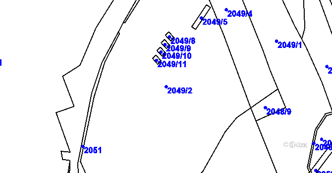 Parcela st. 2049/2 v KÚ Šluknov, Katastrální mapa