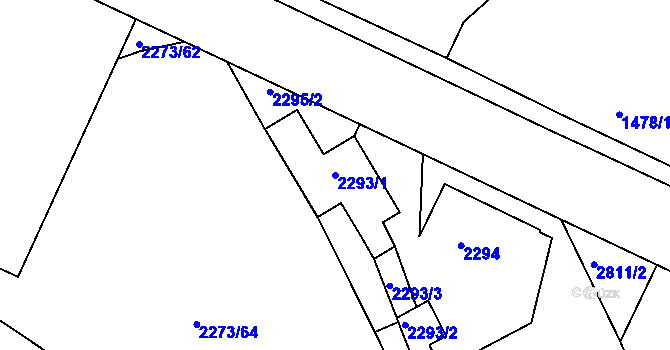 Parcela st. 2293/1 v KÚ Šluknov, Katastrální mapa